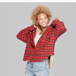 High low hem fluffy flannel